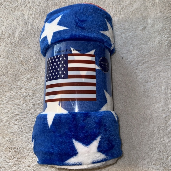 Other - NWT American Flag Fleece Throw Blanket